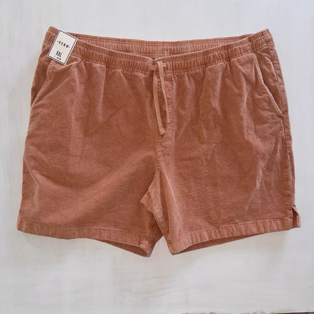 ROWM Corduroy Shorts Mens XXL Coral Salmon Pink Orange Drawstring Cotton